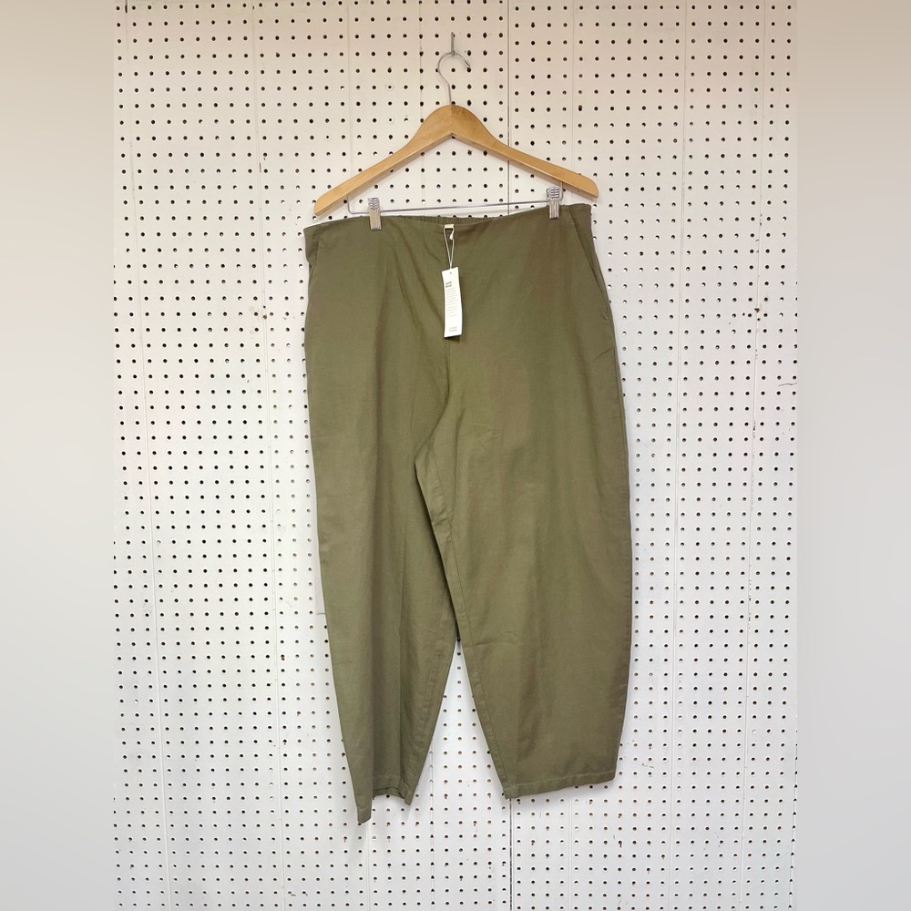 Eileen Fisher Organic Cotton Hemp Lantern Ankle Pant Olive Green - Picture 4 of 4